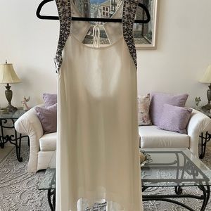 BCBGeneration High/Low White Dress with Black Embroidery